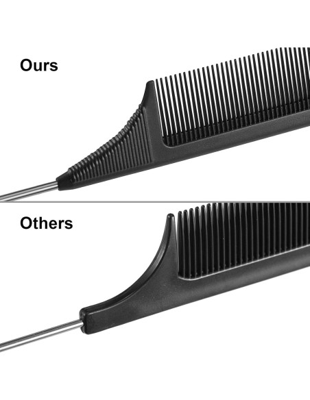 3 Peines de Cola de Rata Leinuosen de Acero Inoxidable Negro