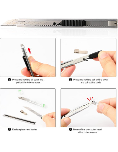 Cuchillo Utilitario Retráctil FOSHIO 3 Piezas 9 mm Hoja