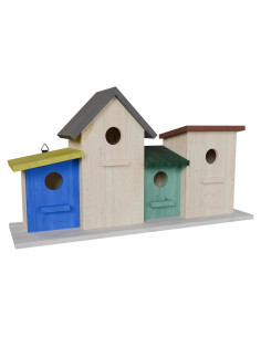 Casa para pájaros 23 Bees 4 agujeros verde azul múltiple