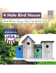 Casa para pájaros 23 Bees 4 agujeros verde azul múltiple 2