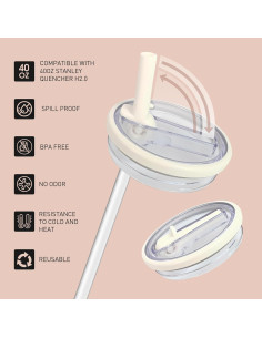 2 Tapas de Reemplazo GHYKL para Vaso Stanley 40 oz Marfil 2