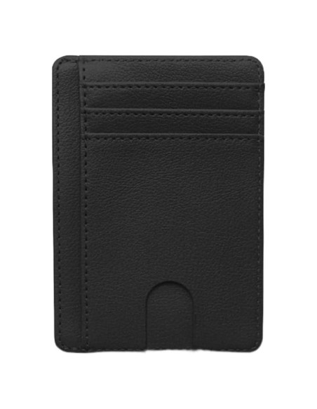 Billetera delgada de cuero A.K STITCHING ART con bloqueo RFID - Negro