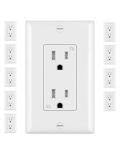 Toma de Corriente Eléctrica Decorativa EZsport 15A Blanca - Paquete de 10