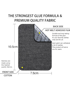 12 Parches de Tela Plancheables Guokuai 7.5x10.5 cm Negro 2
