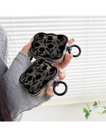 Funda de Silicona para AirPods Pro 2da Generación LALAPOPO Flor Negra