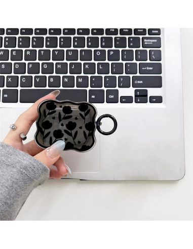 Funda de Silicona para AirPods Pro 2da Generación LALAPOPO Flor Negra