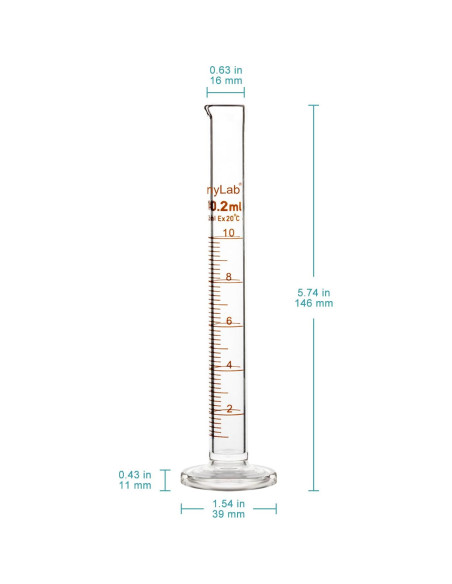 Cilindro Graduado de Vidrio Borosilicato StonyLab 10ml - 4 Pack
