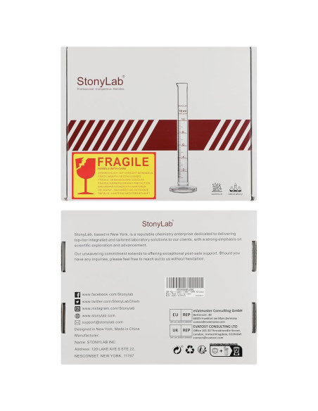 Cilindro Graduado de Vidrio Borosilicato StonyLab 10ml - 4 Pack
