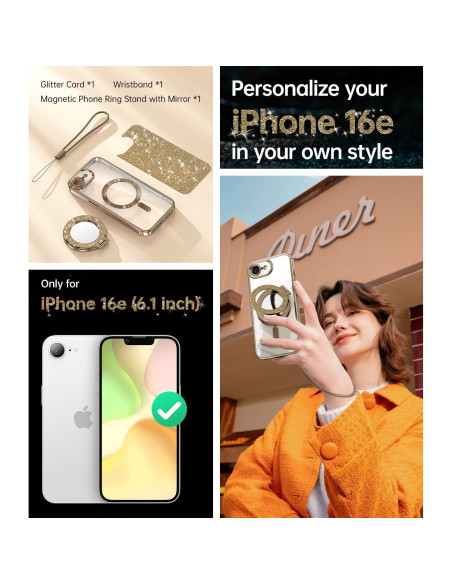 Funda Magnética Meifigno con Soporte Anillo para iPhone 16E