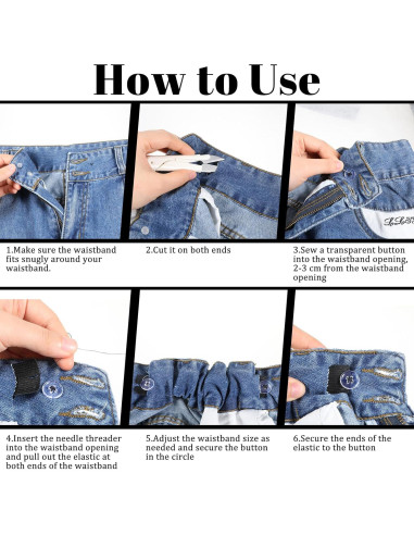 10 Piezas Ajustador Elástico de Cintura LIQWEI Negro