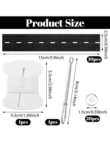 10 Piezas Ajustador Elástico de Cintura LIQWEI Negro