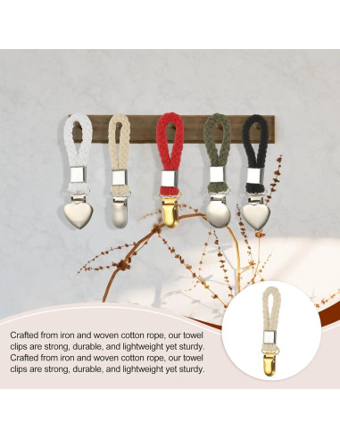 Clips para Toallas de Té PATIKIL 5 Pcs Beige con Metal Dorado