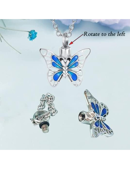 Collar de cremación mariposa DWJSu para cenizas - Acero inoxidable