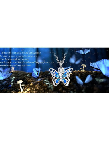 Collar de cremación mariposa DWJSu para cenizas - Acero inoxidable