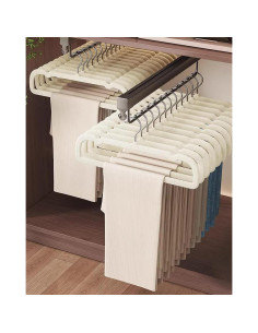 Perchas de Terciopelo HGYZE Ahorra Espacio 20 Unidades Beige 2