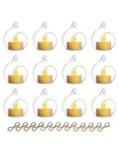 Juego de 12 Soportes para Velas Tealight NUPTIO de Vidrio 6 cm