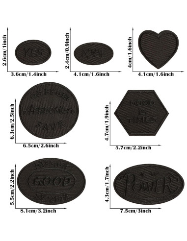 14 Parches Bordados Negros Woohome para Planchar o Coser