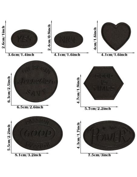 14 Parches Bordados Negros Woohome para Planchar o Coser