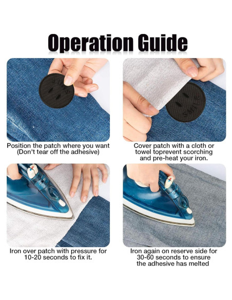 14 Parches Bordados Negros Woohome para Planchar o Coser