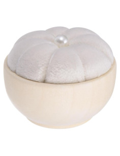 Almohadilla de Agujas HARFINGTON con Base de Madera Crema