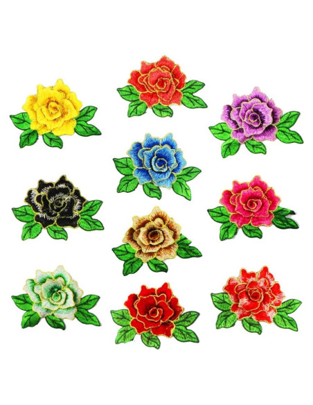 10 Piezas Parche Bordado Floral MSCFTFB 8x11 cm para Coser