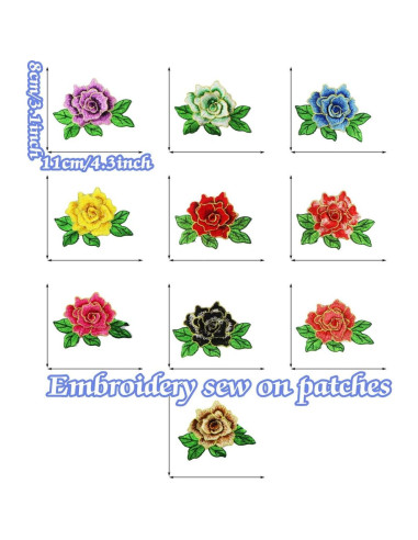 10 Piezas Parche Bordado Floral MSCFTFB 8x11 cm para Coser