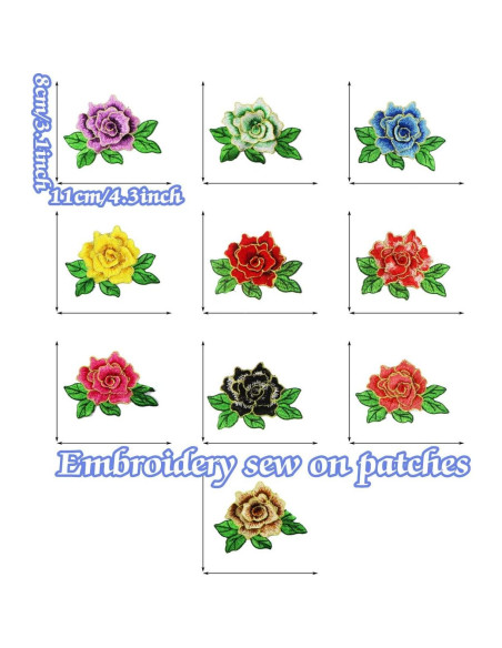 10 Piezas Parche Bordado Floral MSCFTFB 8x11 cm para Coser