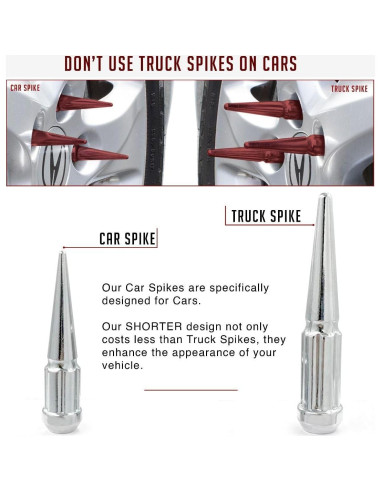 Tuercas de Llanta Spike Spline 20 Pcs M12 x 1.25 Negras