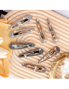 8 Clips para el Cabello Brillantes LOSANJI - Dorado, Plateado, Negro 2