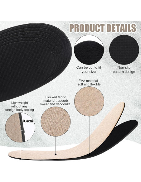 3 Pares de Plantillas Lavables Antideslizantes para Zapatos 3 Pares de Plantillas Lavables Antideslizantes para Zapatos