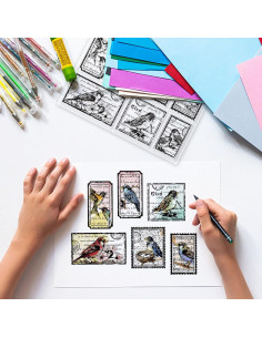 Sello Transparente Vintage GLOBLELAND Flores y Pájaro 11x16 cm 2