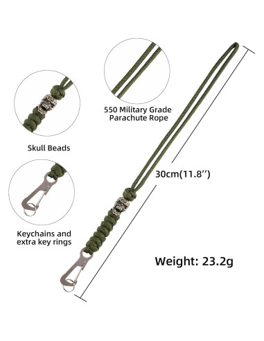Llave de Paracord HorixGear con cuentas de calavera B-verde