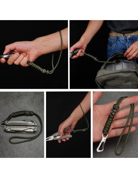 Llave de Paracord HorixGear con cuentas de calavera B-verde