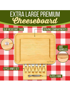 Juego de Tabla de Charcutería NutriChef de Bambú 44.5x32.8 cm 2