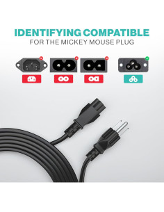 Cable de Alimentación AC 1m Lordtronics C5 3 Clavijas 2