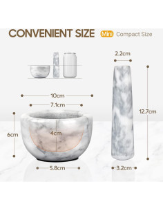 Mortero y Mano de Mármol Tera CY0217 10 cm para Especias 2