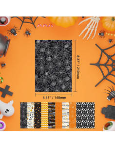 Conjunto de Papel de Patrón Halloween Morcheiong 100 Hojas A5 2