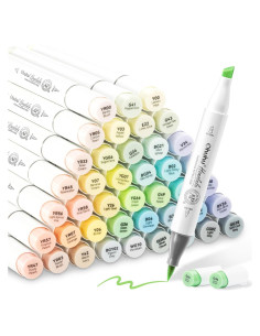 Set de Marcadores de Alcohol Ohuhu - 48 Colores Pastel + Mezclador