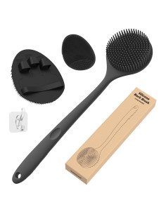 Juego de cepillos de silicona Manmihealth - 3 piezas, negro