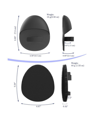 Juego de cepillos de silicona Manmihealth - 3 piezas, negro