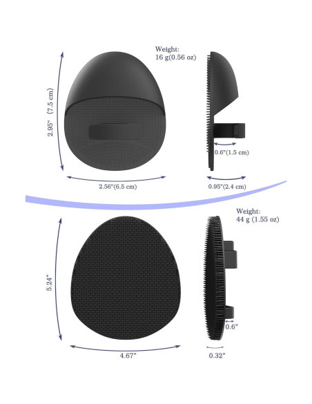 Juego de cepillos de silicona Manmihealth - 3 piezas, negro