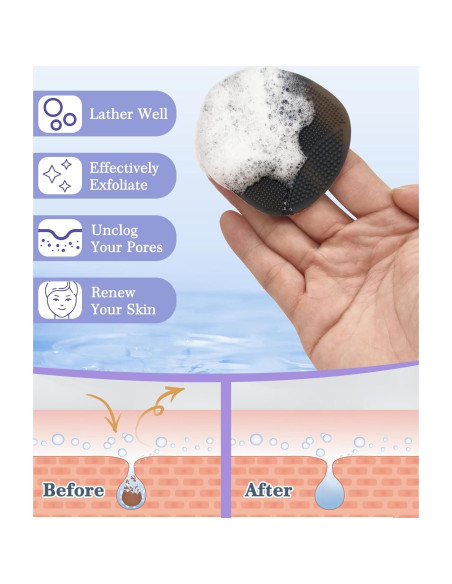 Juego de cepillos de silicona Manmihealth - 3 piezas, negro