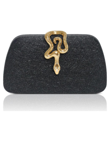 Bolso de mano de noche FUKEFUKEUS negro con cierre de serpiente