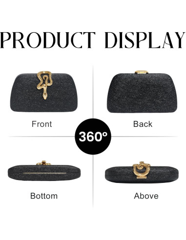 Bolso de mano de noche FUKEFUKEUS negro con cierre de serpiente