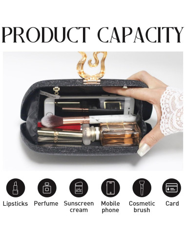 Bolso de mano de noche FUKEFUKEUS negro con cierre de serpiente