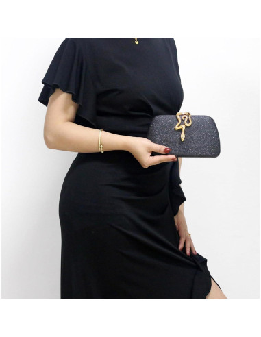 Bolso de mano de noche FUKEFUKEUS negro con cierre de serpiente