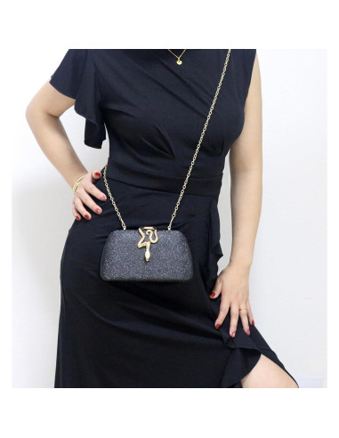 Bolso de mano de noche FUKEFUKEUS negro con cierre de serpiente