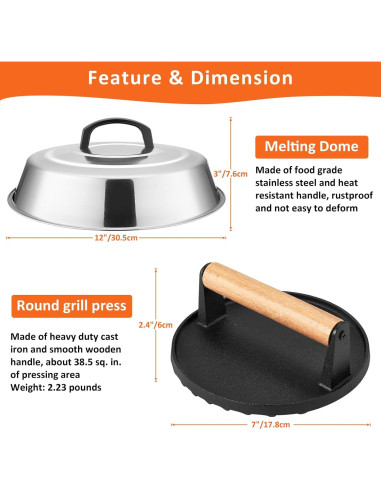 Domo Derretido y Prensa de Hierro Fundido Leonyo 30 cm