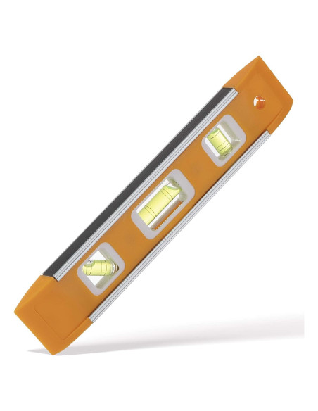 Nivel Torpedo Magnético LAND 22.5 cm con 3 Burbujas Naranja