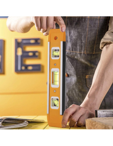 Nivel Torpedo Magnético LAND 22.5 cm con 3 Burbujas Naranja